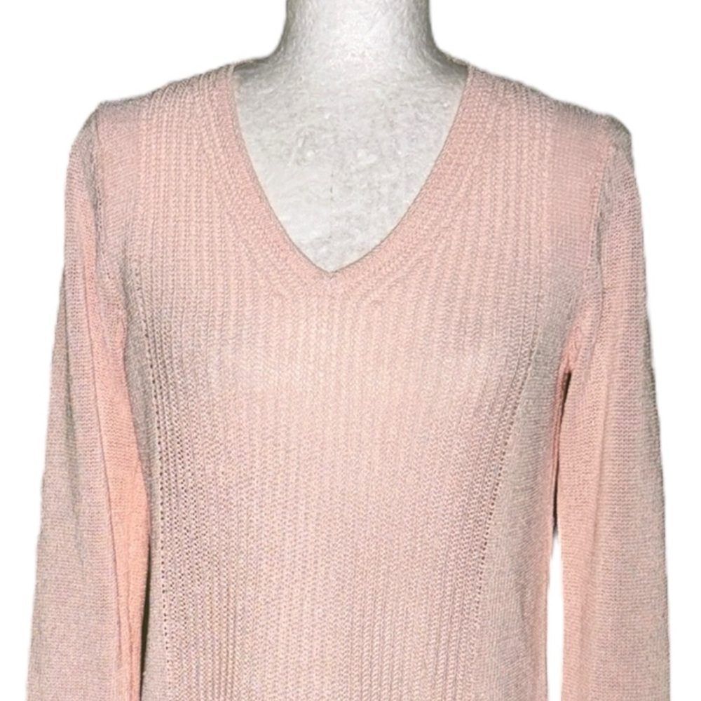 J. McLaughlin Donovan Light Pink Knit Pullover V-Neck Sweater - S - Picture 4 of 12